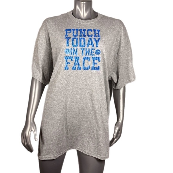 The Blind Medium | PUNCH TODAY ON THE FACE Graphic Short Sleeve T Grey & Blue - Picture 2 of 12